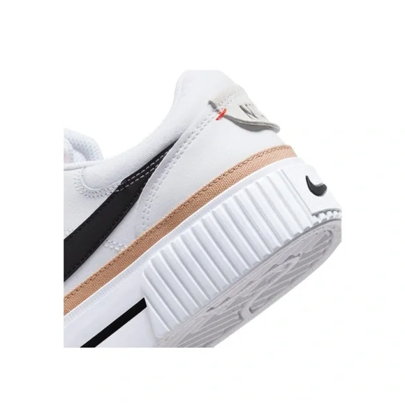 NWT SZ 6.5 NIKE WOMENS COURT LEGACY LIFT SNEAKERS- Black/Sail-white-team Orange - Picture 4 of 8